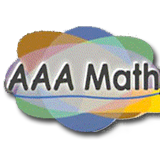 AAA Math with circular colorful background in blue,orange, yellow, green, and transparent white