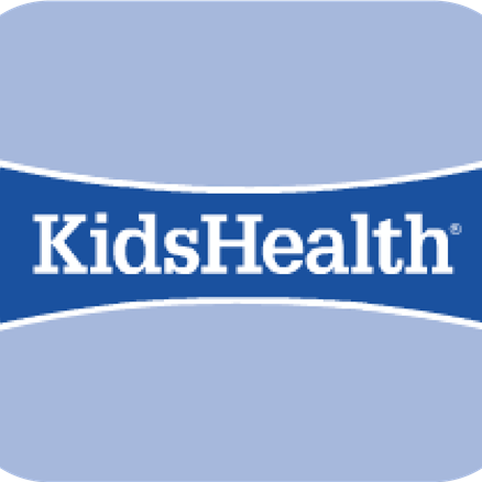 A light Blue box and a dark blue headliner that says KidsHealth