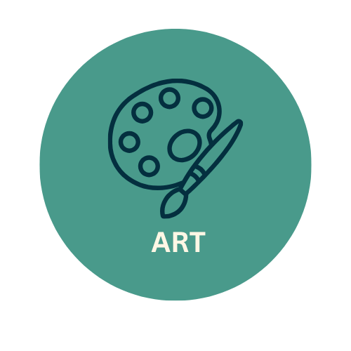 teal circle with the word 