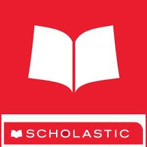Red background with a white book icon and under it states 