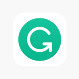 a teal circle with a white arrow shaped as a G