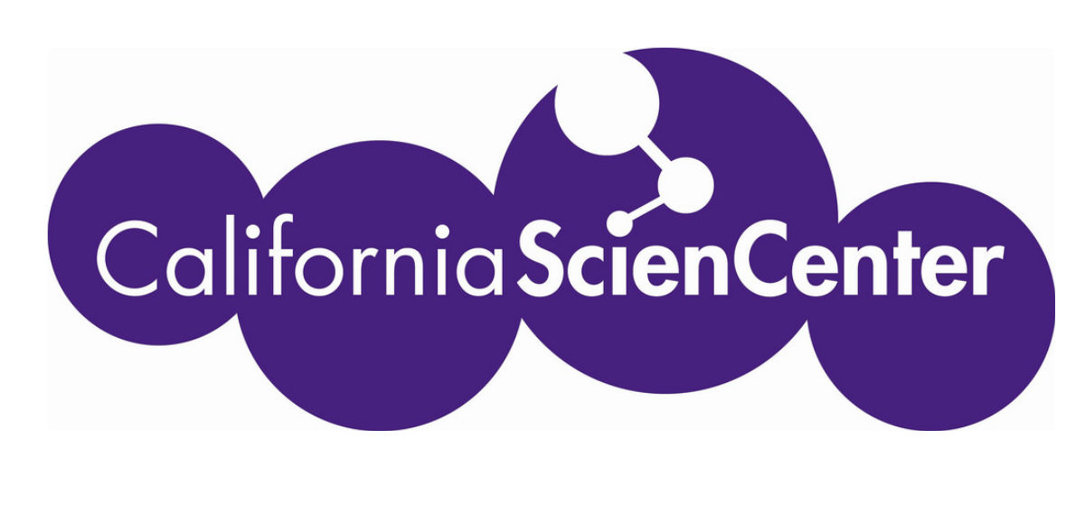 Dark purple round circles and it says California Science Center 